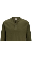 Ανδρική Μπλούζα Βαμβακερή  Jack & Jones JPRBlutyrell LS Henley Tee 12266583 Olive Night