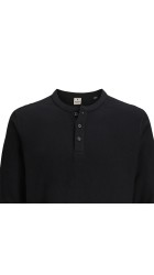 Ανδρική Μπλούζα Βαμβακερή  Jack & Jones JPRBlutyrell LS Henley Tee 12266583 Black