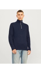 Ανδρικό Πλεκτό Jack & Jones JJEPerfect Knit Half Zip SN 12257773 Μπλε