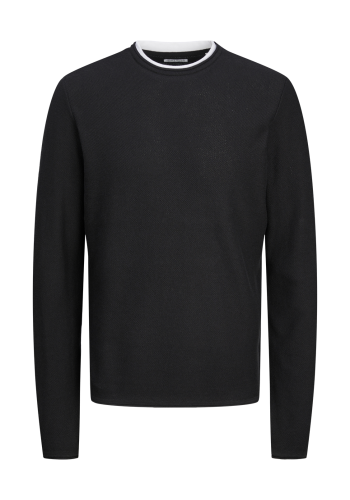 Ανδρικό Πλεκτό Jack & Jones JJTWinn Knit Crew Neck 12258595 Μαύρο