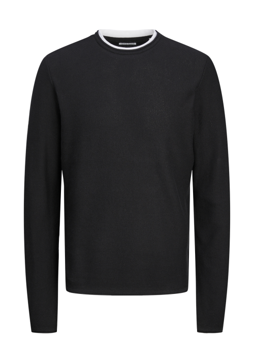 Ανδρικό Πλεκτό Jack & Jones JJTWinn Knit Crew Neck 12258595 Μαύρο