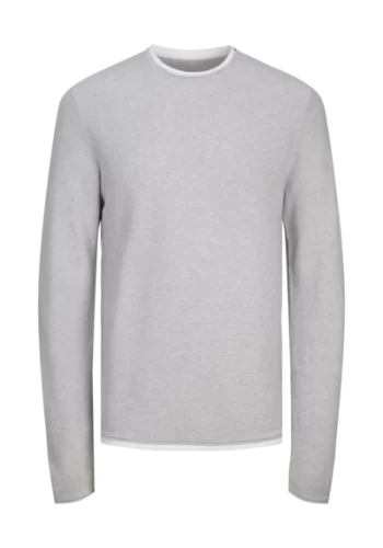 Ανδρικό Πλεκτό Jack & Jones JJTWinn Knit Crew Neck 12258595 Light Grey Melange