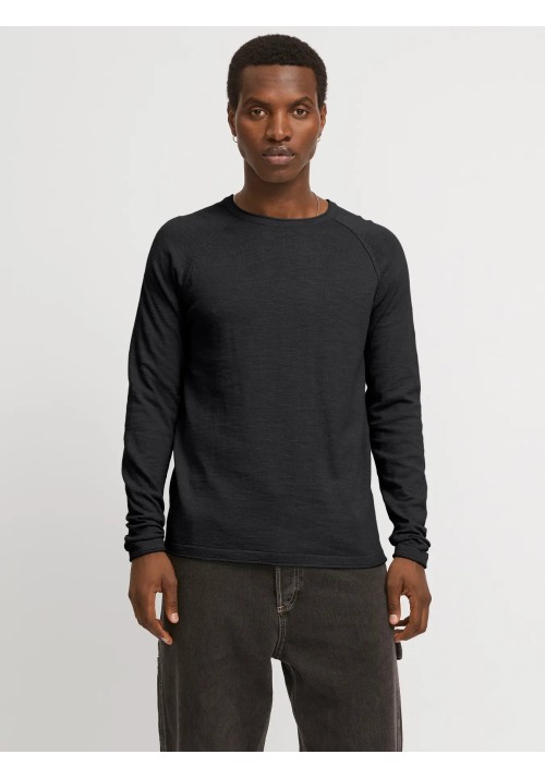 Ανδρικό Πλεκτό Βαμβακερό Jack & Jones JJEBreeze Knit Crew Neck SN 12269654 Μαύρο
