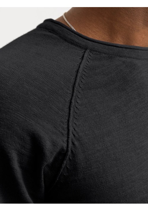 Ανδρικό Πλεκτό Βαμβακερό Jack & Jones JJEBreeze Knit Crew Neck SN 12269654 Μαύρο