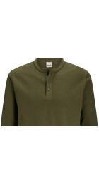 Ανδρική Μπλούζα Βαμβακερή  Jack & Jones JPRBlutyrell LS Henley Tee 12266583 Olive Night
