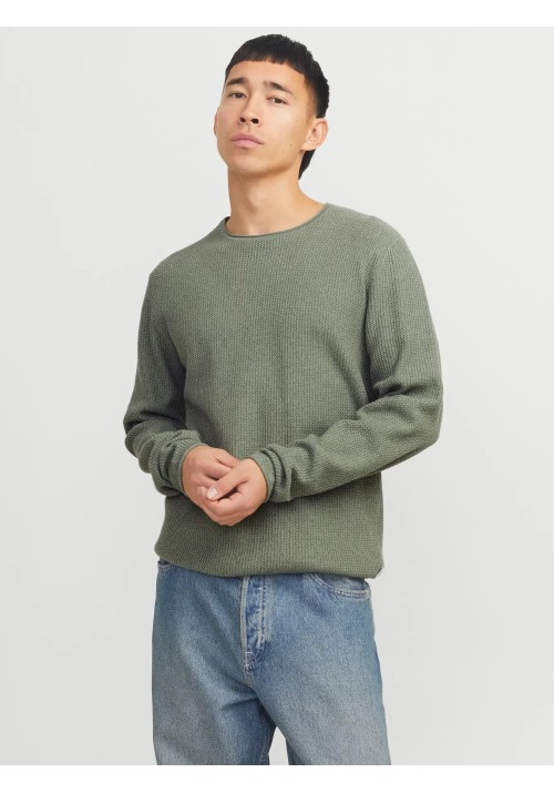 Ανδρικό Πλεκτό Βαμβακερό Jack & Jones Jjecooper Knit Crew Neck Noos 12258407 Iceberg Green