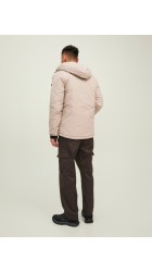 Ανδρικό Μπουφάν με Κουκούλα Jack & Jones 12217183 Μπεζ Ανδρικό Μπουφάν με Κουκούλα Jack & Jones 12217183 Μπεζ