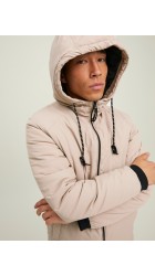 Ανδρικό Μπουφάν με Κουκούλα Jack & Jones 12217183 Μπεζ Ανδρικό Μπουφάν με Κουκούλα Jack & Jones 12217183 Μπεζ