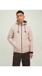 Ανδρικό Μπουφάν με Κουκούλα Jack & Jones 12217183 Μπεζ Ανδρικό Μπουφάν με Κουκούλα Jack & Jones 12217183 Μπεζ