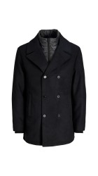 Ανδρικό Παλτό Jack & Jones JJEDetroit Peacoat Styd 12295099 Μαύρο