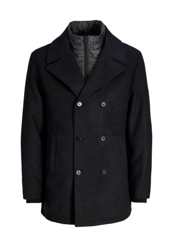 Ανδρικό Παλτό Jack & Jones JJEDetroit Peacoat Styd 12295099 Μαύρο