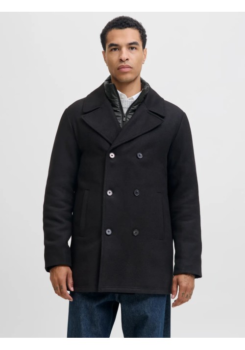 Ανδρικό Παλτό Jack & Jones JJEDetroit Peacoat Styd 12295099 Μαύρο