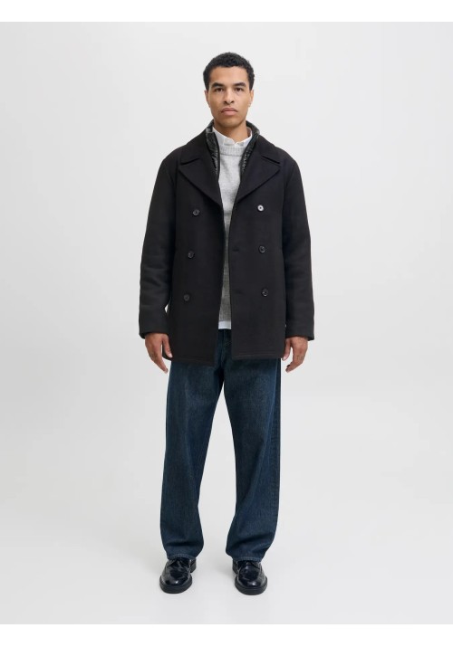 Ανδρικό Παλτό Jack & Jones JJEDetroit Peacoat Styd 12295099 Μαύρο