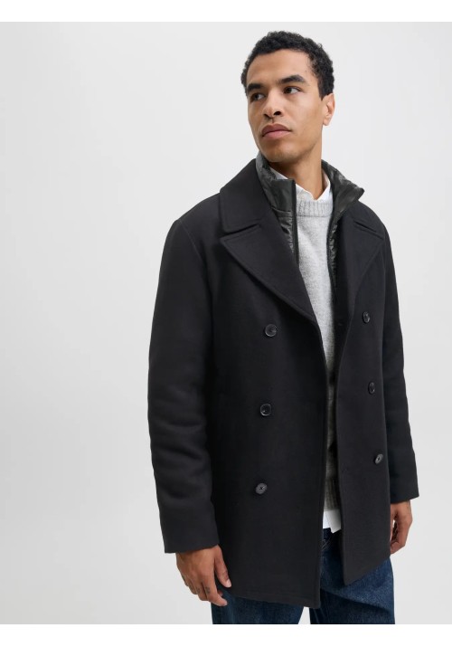 Ανδρικό Παλτό Jack & Jones JJEDetroit Peacoat Styd 12295099 Μαύρο