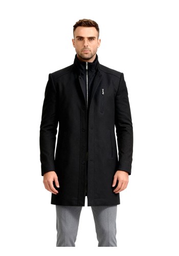 Ανδρικό Παλτό Boston 412 Mao 5221-3 Μαύρο