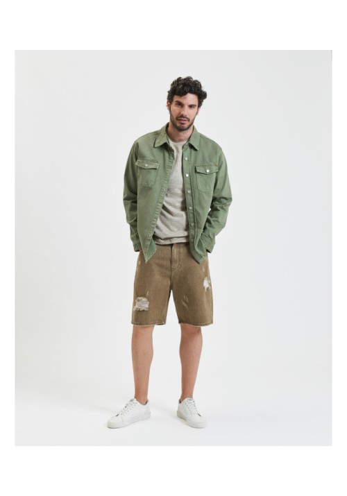 Ανδρικό Πουκάμισο Overshirt Gianni Lupo GL6292Q Λαδί