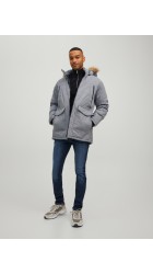 Ανδρικό Μπουφάν Παρκά Jack & Jones 12211773 Γκρι