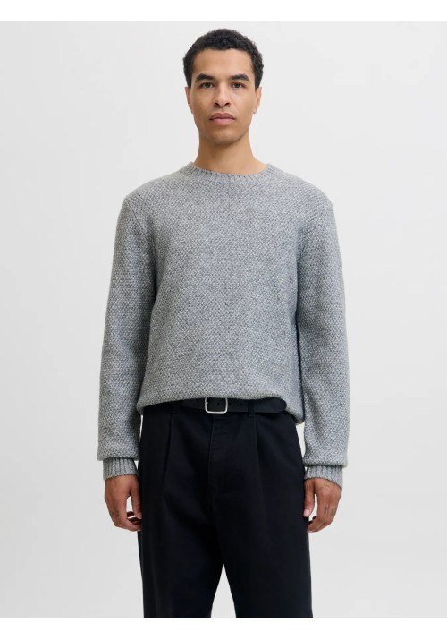 Ανδρικό Πλεκτό Jack & Jones JPRLAWilson Knit Crew Neck STYD 12286140 Light Grey Melange