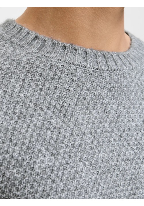 Ανδρικό Πλεκτό Jack & Jones JPRLAWilson Knit Crew Neck STYD 12286140 Light Grey Melange