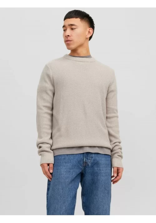 Ανδρικό  Πουλόβερ Πλεκτό Jorrib Knit Crew Neck  Jack & Jones 12241216 Μπεζ