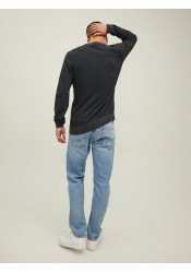 Ανδρικό Πλεκτό Βαμβακερό Jack & Jones JJeatlas Knit Crew Neck 12212816 Dark Grey Melange