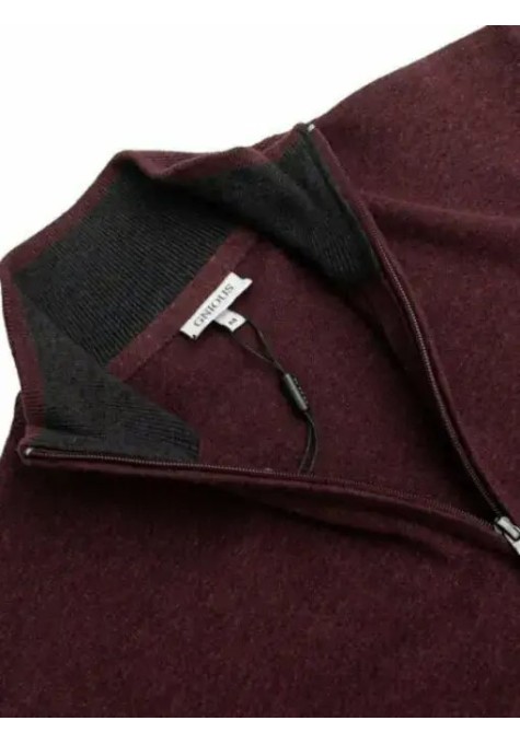 Ανδρικό Βαμβακερό Πλεκτό με Φερμουάρ Gnious 21-300187-8510  Mason Zip Μπορντό