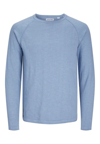 Ανδρικό Πλεκτό Βαμβακερό Jack & Jones JJEBreeze Knit Crew Neck SN  12269654  Faded Denim