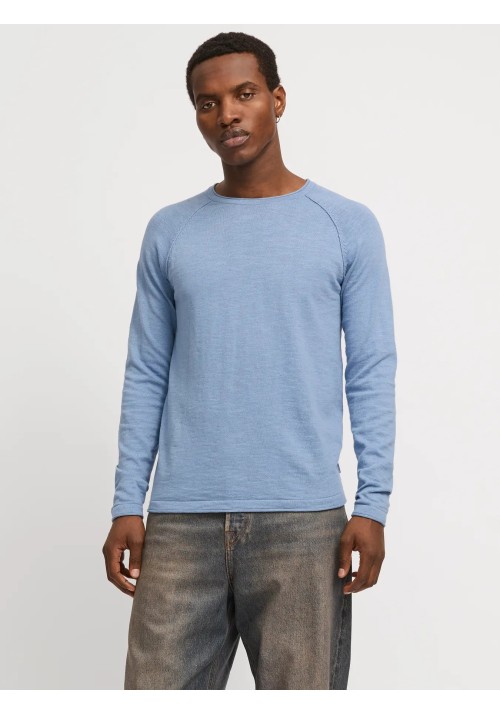 Ανδρικό Πλεκτό Βαμβακερό Jack & Jones JJEBreeze Knit Crew Neck SN  12269654  Faded Denim