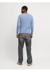 Ανδρικό Πλεκτό Βαμβακερό Jack & Jones JJEBreeze Knit Crew Neck SN  12269654  Faded Denim