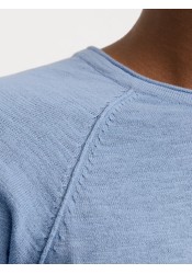 Ανδρικό Πλεκτό Βαμβακερό Jack & Jones JJEBreeze Knit Crew Neck SN  12269654  Faded Denim