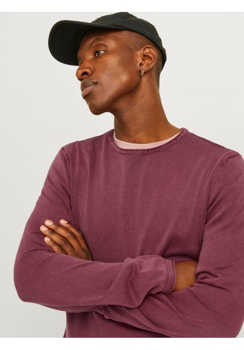 Ανδρικό Πλεκτό Βαμβακερό Jack & Jones JJEleo Knit Crew Neck Noos 12174001 Hawthorn Rose                                                             