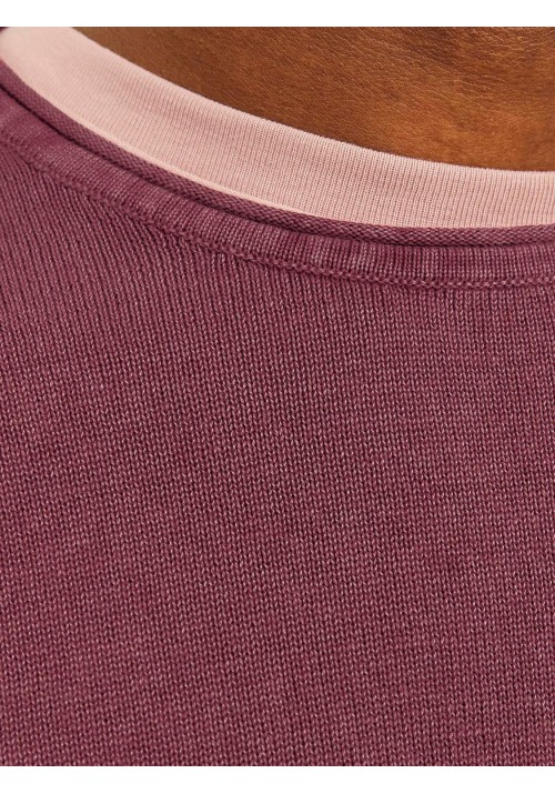 Ανδρικό Πλεκτό Βαμβακερό Jack & Jones JJEleo Knit Crew Neck Noos 12174001 Hawthorn Rose