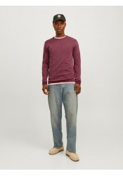 Ανδρικό Πλεκτό Βαμβακερό Jack & Jones JJEleo Knit Crew Neck Noos 12174001 Hawthorn Rose