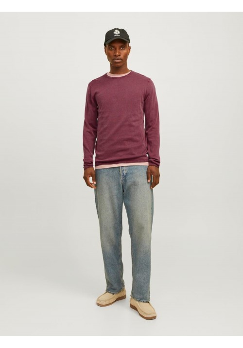 Ανδρικό Πλεκτό Βαμβακερό Jack & Jones JJEleo Knit Crew Neck Noos 12174001 Hawthorn Rose