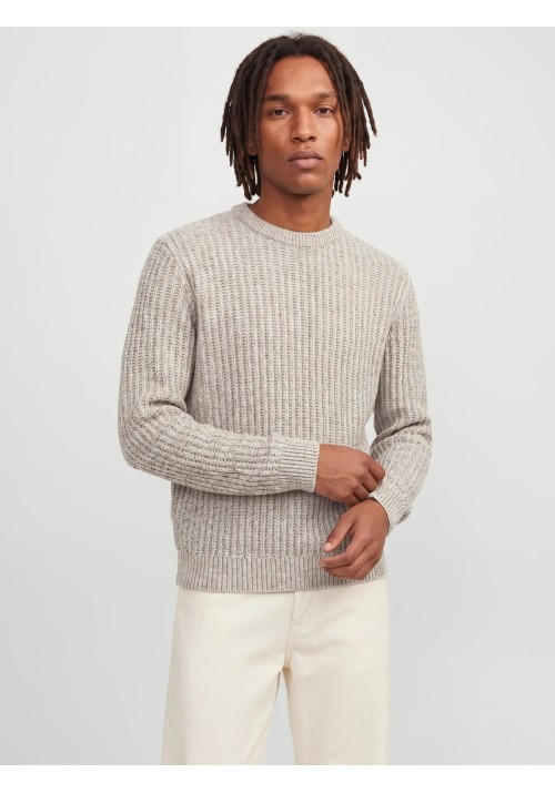 Ανδρικό Πουλόβερ Πλεκτό Jack & Jones JJJAxon Knit Crew Neck 12306928 Sea Salt Twisted Mulch Ανδρικό Πουλόβερ Πλεκτό Jack & Jones JJJAxon Knit Crew Neck 12306928 Sea Salt Twisted Mulch