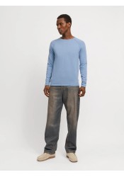 Ανδρικό Πλεκτό Βαμβακερό Jack & Jones JJEBreeze Knit Crew Neck SN  12269654  Faded Denim
