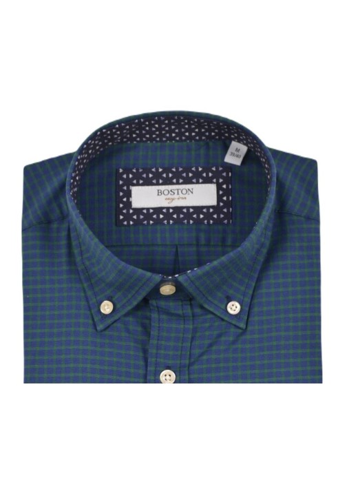 Ανδρικό Πουκάμισο Boston 1078-8 Καρό Πράσινο