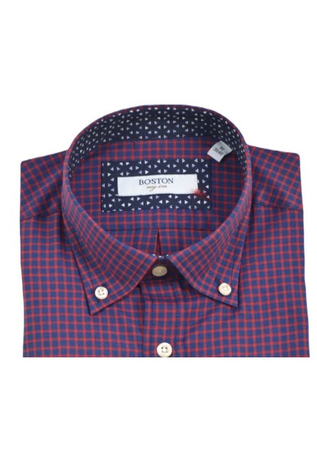 Ανδρικό Πουκάμισο Boston 1078-7 Καρό Κόκκινο