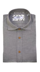 Ανδρικό Πουκάμισο Λινό με Κανονική Γραμμή Boston 1200116 Μακρυμάνικο Γκρι