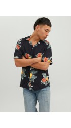 Ανδρικό Πουκάμισο Resort Floral Jack & Jones 12227625 Μαύρο