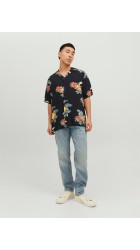Ανδρικό Πουκάμισο Resort Floral Jack & Jones 12227625 Μαύρο