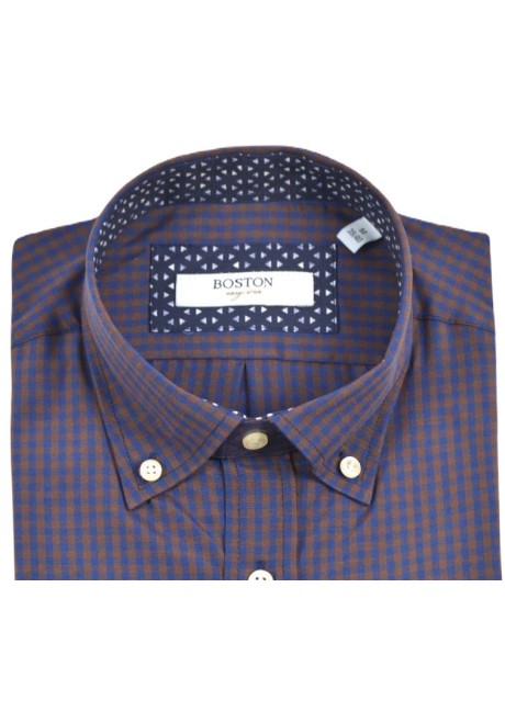 Ανδρικό Πουκάμισο Boston 1339-3 Καρό Μπλε