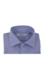 Ανδρικό Πουκάμισο Ριγέ Boston 201-3 Γαλάζιο