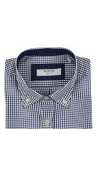 Ανδρικό Πουκάμισο Boston 201-1.1Καρό Μπλε