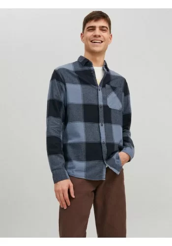 Ανδρικό Πουκάμισο Jack & Jones 12215467 Καρό Μπλε