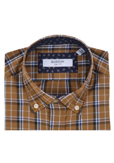Ανδρικό Πουκάμισο Boston 60213-3 Καρό Καφέ Ανδρικό Πουκάμισο Boston 60213-3 Καρό Καφέ