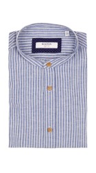 Ανδρικό Πουκάμισο Λινό Mao Boston Lion 2 Ριγέ Γαλάζιο