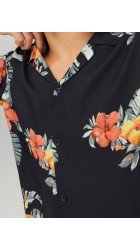 Ανδρικό Πουκάμισο Resort Floral Jack & Jones 12227625 Μαύρο