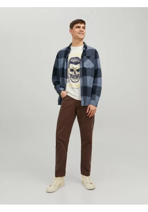 Ανδρικό Πουκάμισο Jack & Jones 12215467 Καρό Μπλε