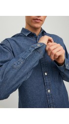 Ανδρικό Πουκάμισο Τζιν Relaxed Jack & Jones 12217980 Mπλε
